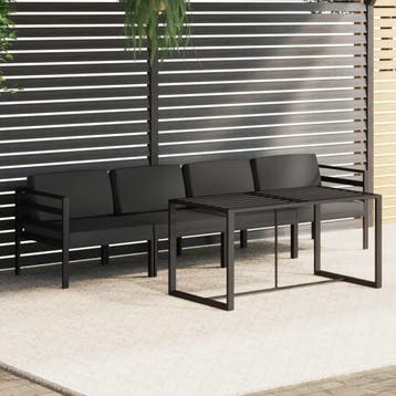 vidaXL 5-delige Loungeset met kussens aluminium, Verzenden, Loungeset
