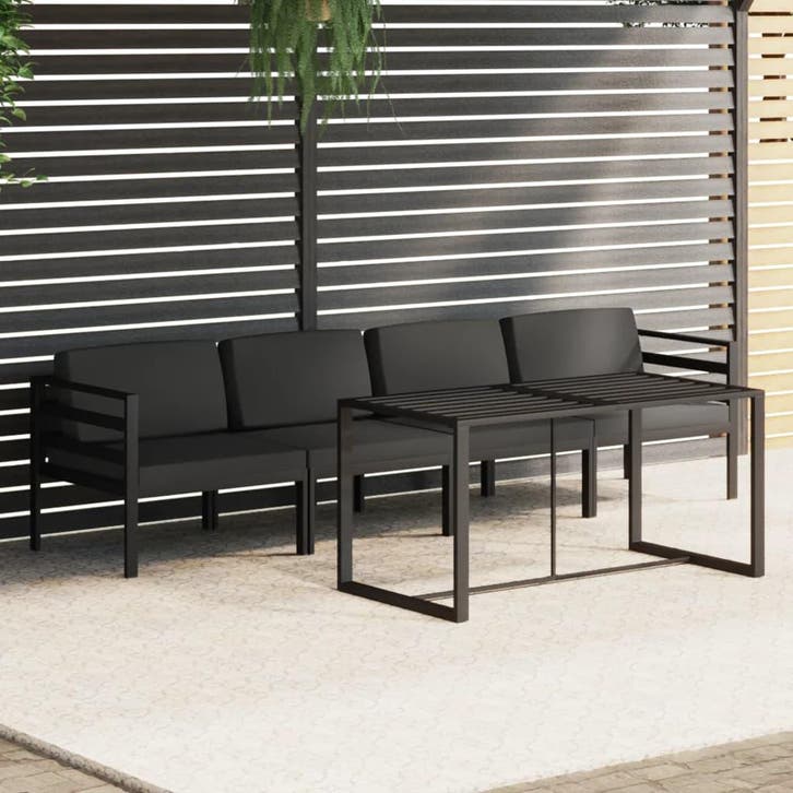 vidaXL 5-delige Loungeset met kussens aluminium, Jardin & Terrasse, Ensembles de jardin, Envoi