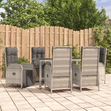 vidaXL 7-delige Tuinset met kussens poly rattan grijs, Verzenden, Nieuw, Tuinset