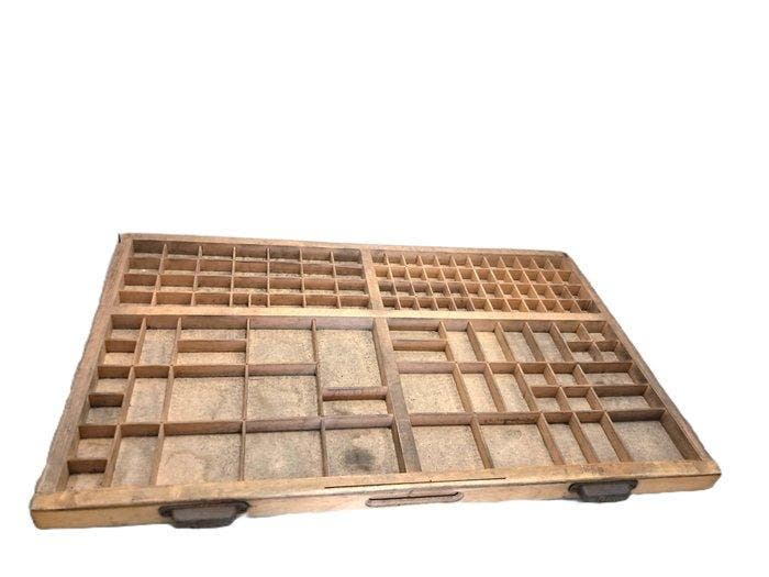 Vitrinekast - Printers tra - Hout - 83x 53 cm, Antiek en Kunst, Antiek | Wandborden en Tegels