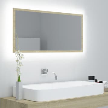 vidaXL Badkamerspiegel LED 90x8,5x37 cm acryl sonoma, Huis en Inrichting, Verzenden, Nieuw