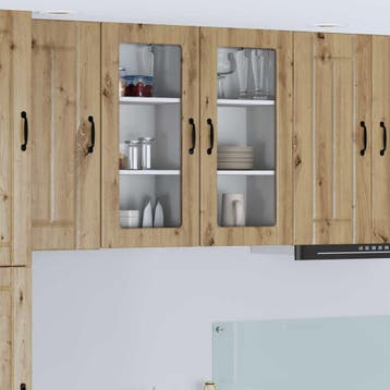 vidaXL Wandglas Kasten LUCCA Artisanaal eiken 40 x 31 x 80, Verzenden