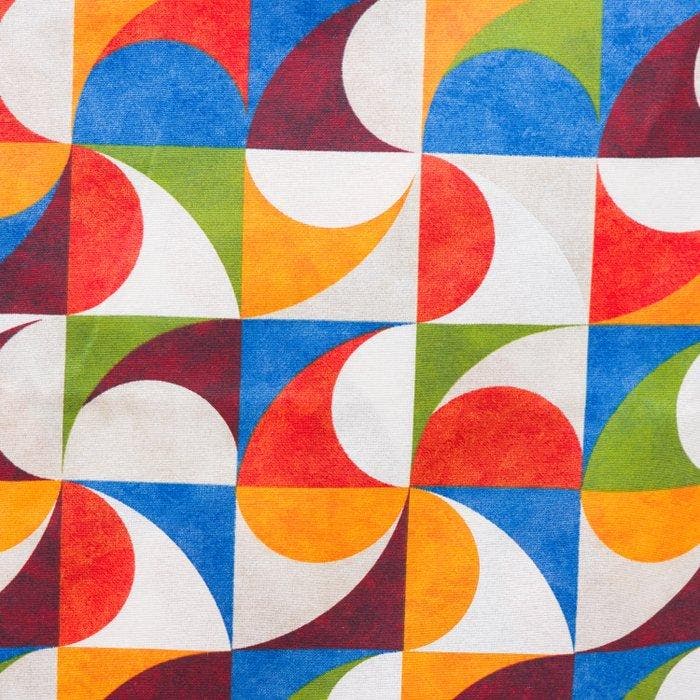 BA169 - Multikleurige geometrische stof – Retro Pop-motief -, Antiquités & Art, Tapis & Textile