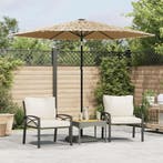vidaXL Parasol met LEDs en stalen paal 268x268x226 cm bruin, Verzenden