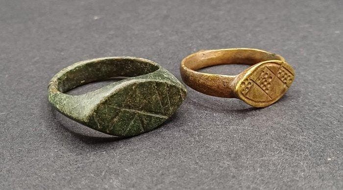 Viking periode Brons Versierde Ringen - 20 mm (Zonder, Bijoux, Sacs & Beauté, Bijoux anciens