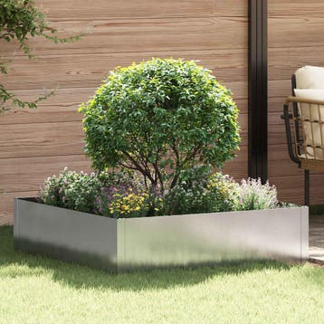 vidaXL Gazonrand 100 x 100 x 35 cm Staal Zilverkleurig, Jardin & Terrasse, Traverses & Bordures, Verzenden