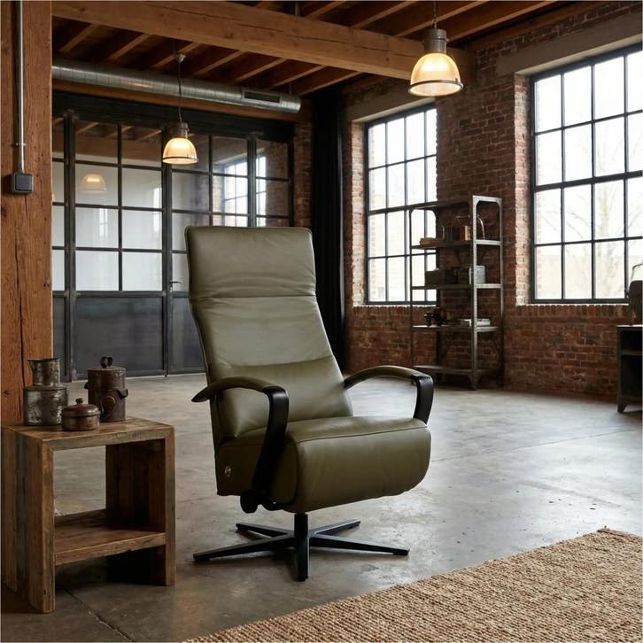 Leren relaxfauteuil Matrix - Massif Olive (olijf/groen) -, Huis en Inrichting, Fauteuils, 50 tot 75 cm, 75 tot 100 cm, Nieuw, Leer