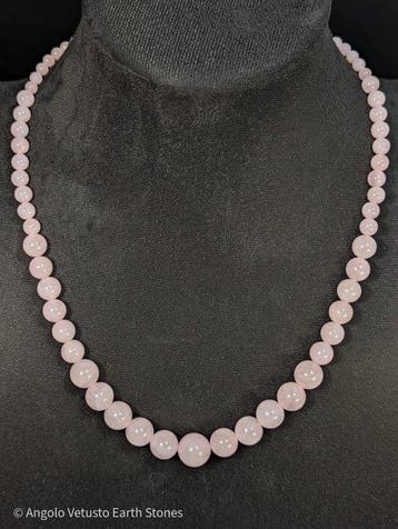 Elegante natuurlijke Braziliaanse rozenkwartsketting –