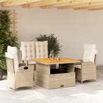 vidaXL 4-delige Tuinset met kussens poly rattan beige, Verzenden, Nieuw, Tuinset