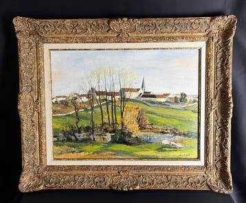 Luc Tullat (1895-1984) - Paysage de village français, huile