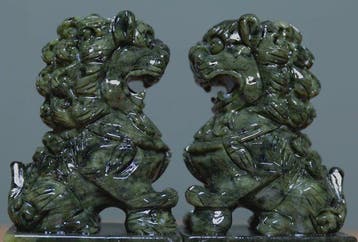 Ensemble de gardiens Xian Jade Fu Dog (Foo Dog) - Hauteur :