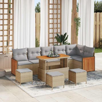 vidaXL Tuinbank Set 10 st 10-Aantal zitplaatsen Beige en, Verzenden, Nieuw
