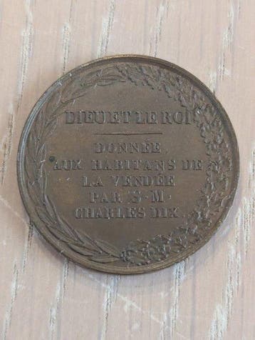 Frankrijk. Médaille en bronze Charles X offerte aux