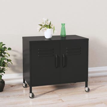 vidaXL Opbergkast 60x35x56 cm staal zwart, Verzenden