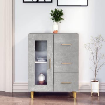vidaXL Dressoir 69,5x34x90 cm bewerkt hout betongrijs, Huis en Inrichting, Kasten | Dressoirs, Verzenden, Nieuw