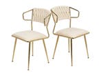 Eetkamerstoelen - Set van 2 - Fluweel - Beige / Goud •, Huis en Inrichting, Stoelen, Verzenden, Nieuw