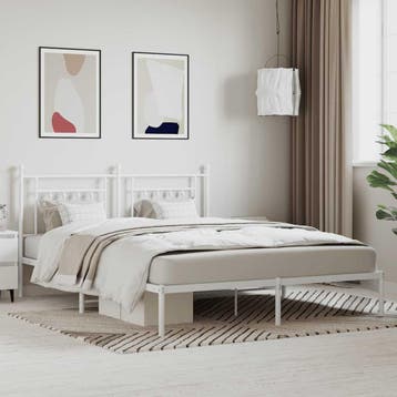 vidaXL Bedframe met hoofdbord metaal wit 180x200 cm, Huis en Inrichting, Slaapkamer | Bedden, Verzenden, Nieuw