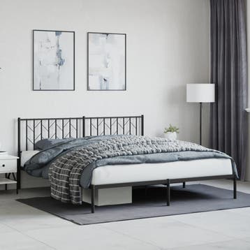 vidaXL Bedframe met hoofdbord metaal zwart 183x213 cm, Verzenden