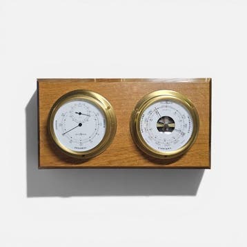 Barostar - Baromètre - Bois, Verre, Laiton - Station, Antiquités & Art