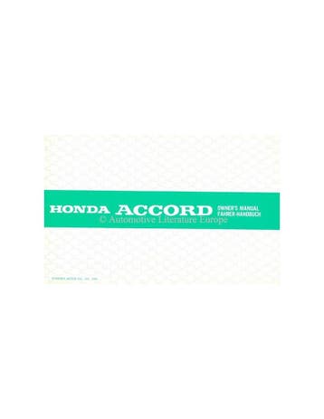 1986 HONDA ACCORD INSTRUCTIEBOEKJE
