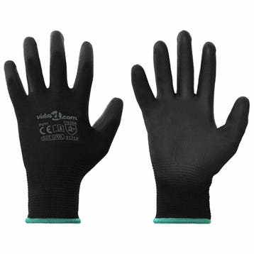 vidaXL Werkhandschoenen 24 pcs Zwart 11 / XXL Polyester, Verzenden, Nieuw