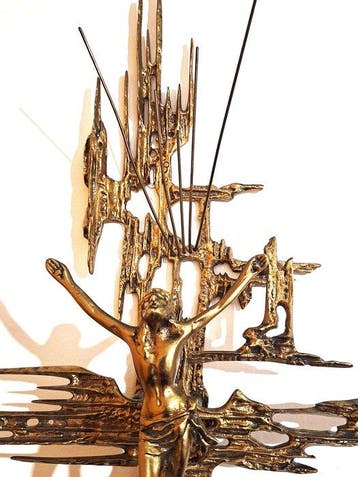 Kruis - Verguld brons - 1970-1980 - Geïnspireerd door Dalí -, Antiek en Kunst
