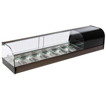 Tapasvitrine | RVS/Zwart | 6x 1/3 GN | +1°C/+5°C | Statisch, Verzenden