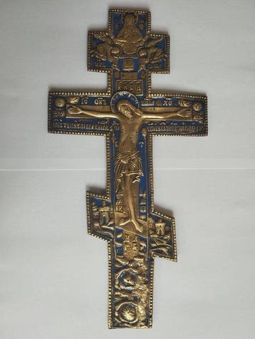 Icoon - brons,emaille, Antiek en Kunst