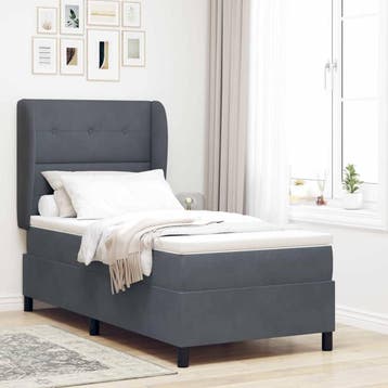vidaXL Boxspring bed met hoofdeinde Donkergrijs 190 x 90 cm, Verzenden, Nieuw