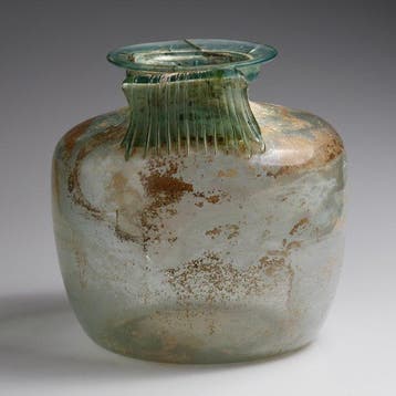 Oud-Romeins, Keizerrijk Glas Grote cilindrische anijsfles -, Antiek en Kunst