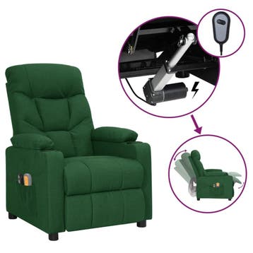 vidaXL Massagestoel elektrisch verstelbaar stof donkergroen, Verzenden, Nieuw