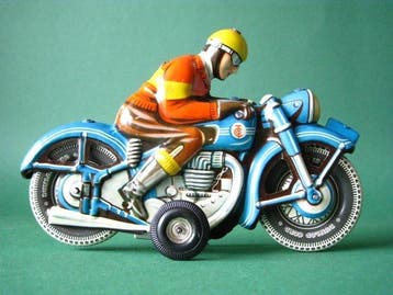 TippCo - Moto à friction en étain avec pilote - Jouet en