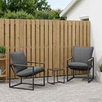 vidaXL Tuinbank Set 3 pcs Zwart en Anthraciet Staal, Verzenden, Nieuw
