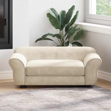 vidaXL Hondenbank 72x45x30 cm pluche crèmekleurig, Verzenden