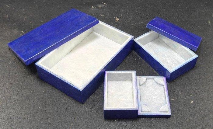 Lapis lazuli edelsteen Sieradenkistjes - Hoogte: 141 mm -, Verzamelen, Mineralen en Fossielen