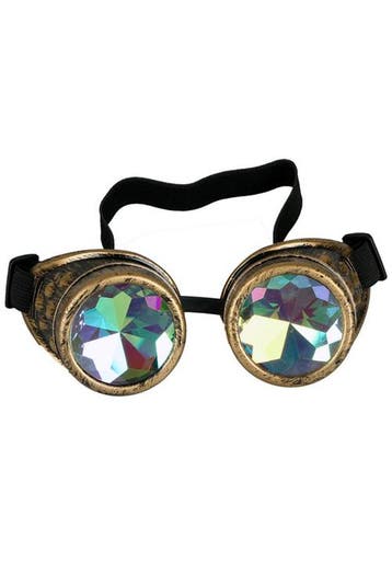 KIMU® Goggles Steampunk Bril Brons Montuur Caleidoscoop Glaz, Ophalen of Verzenden, Nieuw