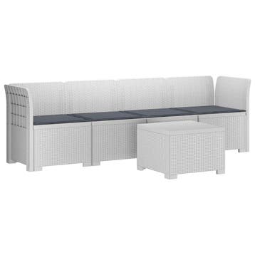vidaXL 4-Zits Tuin Sofa met Kussens Rieten Look PP Wit, Verzenden