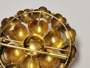 Broche - 18 karaat Geel goud Diamant (Natuurlijk) - Antiek, Handtassen en Accessoires