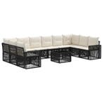 vidaXL Tuinbank Set 11 pcs Zwart en Crème Wit poly rattan, Verzenden