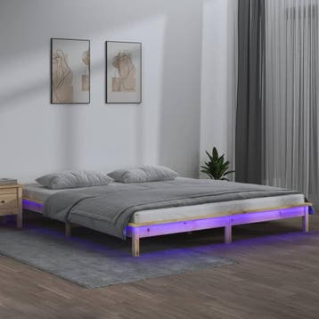 vidaXL Bedframe LED massief hout 180x200 cm, Huis en Inrichting, Slaapkamer | Bedden, Verzenden, Nieuw