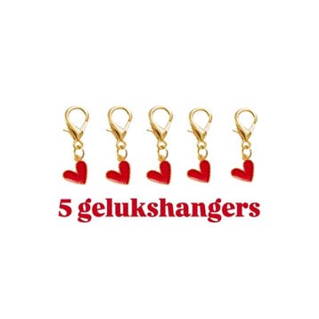 5 gelukshangers - Hartjes - liefde - goudlook - geluk - b..., Verzenden