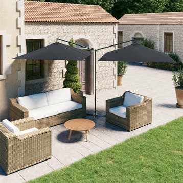 vidaXL Parasol dubbel met stalen paal 600x300 cm, Verzenden