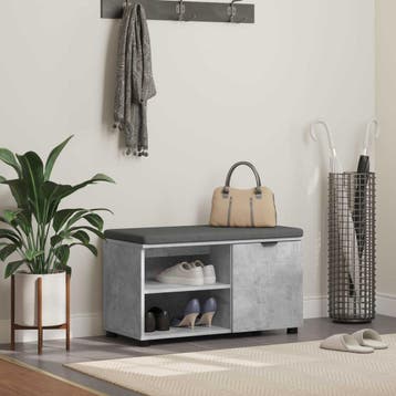 vidaXL Hallenbank Beton Grijs 80 x 38 x 46 cm Geengineerd, Verzenden