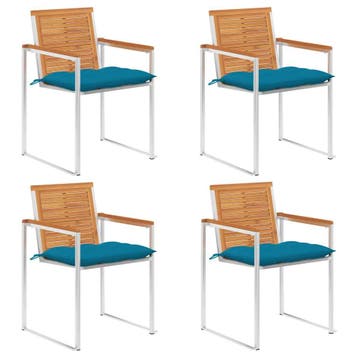 vidaXL Tuinstoelen 4 st met kussens massief acaciahout, Tuin en Terras, Tuinstoelen, Verzenden, Nieuw