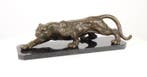 sculptuur, High-End Large Art Deco Bronze Crouching Panther, Antiquités & Art