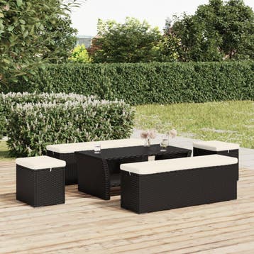vidaXL Hockers met kussens 2 st 40x30x40 cm poly rattan, Huis en Inrichting, Zetels | Voetbanken en poefs, Verzenden, Nieuw