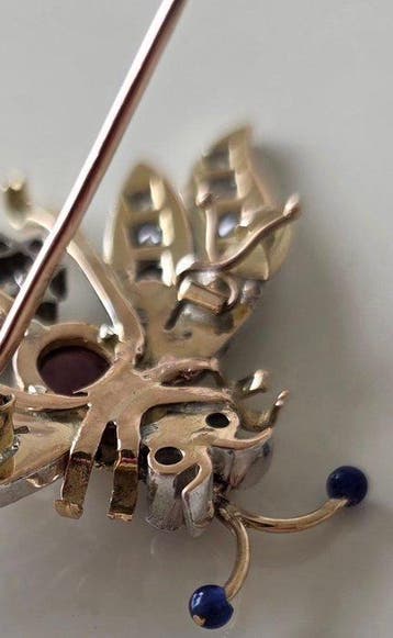 Sans prix de réserve - Broche - 18 carats Or jaune Pierres