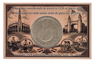 Nederland. Wilhelmina. 1 Gulden 1928 Coincard Amsterdam