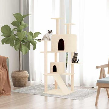 vidaXL Kattenmeubel met sisal krabpalen 153 cm crèmekleurig, Verzenden