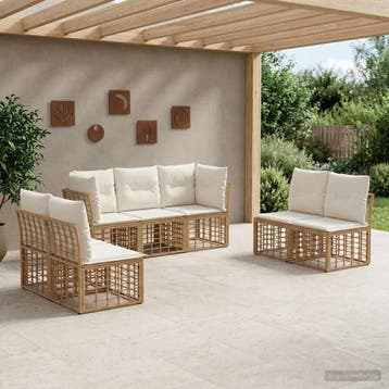 vidaXL Buiten bank set Naturel Polyester, Verzenden, Nieuw